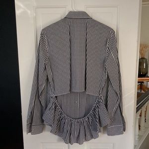 JOURDEN button front checkered shirt with back cutout and flounce